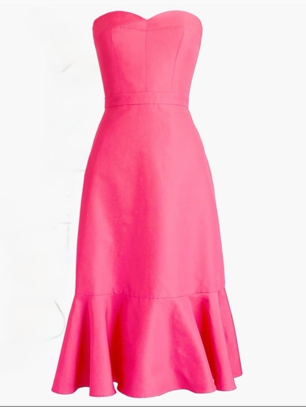 J. Crew Strapless Fluted Ruffle Hem Dark Pink Dress
